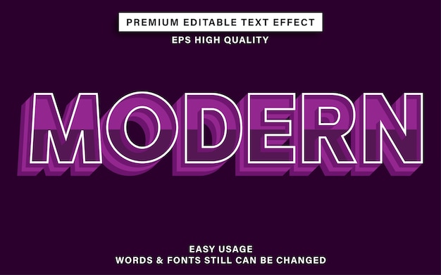 Editable text effect modern with purple color