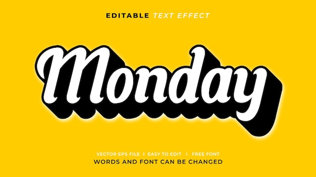 Editable text effect monday vintage style