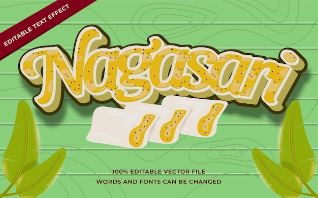 Editable text effect Nagasari indonesian food