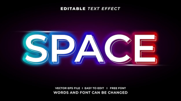 Editable text effect in neon gradient space style