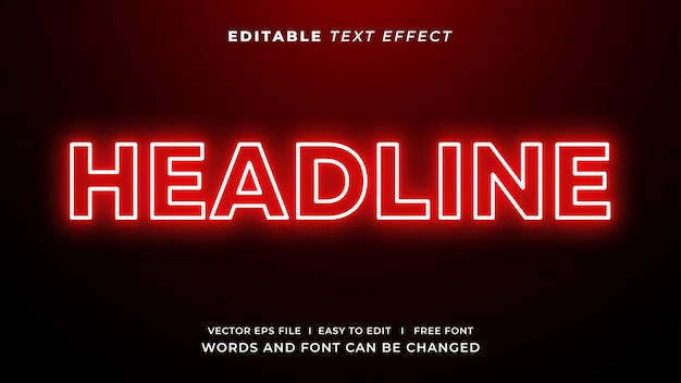 Editable text effect neon light style