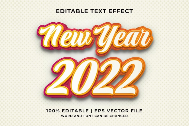 Editable text effect  New Year 2022 3d template style premium vector