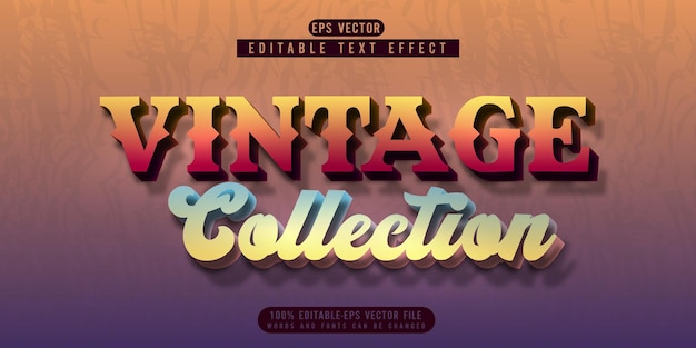 Editable text effect in old vintage collection layer effect style