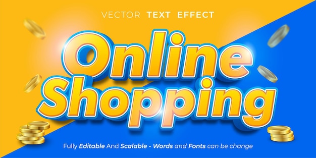 Editable text effect - Online shopping 3d style concept