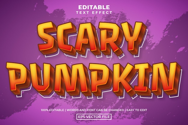 Editable text effect orange scary pumpkin cartoon style template vector illustration