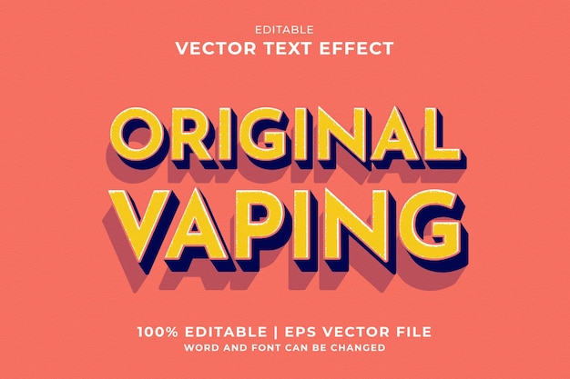 Editable text effect Original Vaping 3d template style premium vector