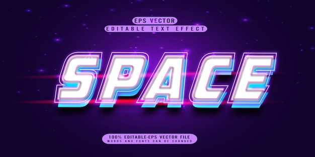 Editable text effect in outer space light text style