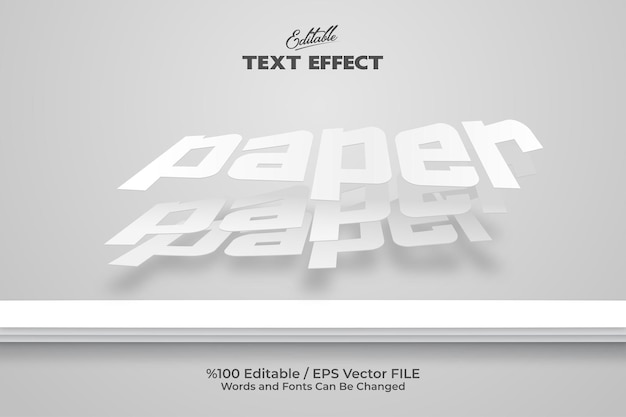 Editable text effect paper style text white background