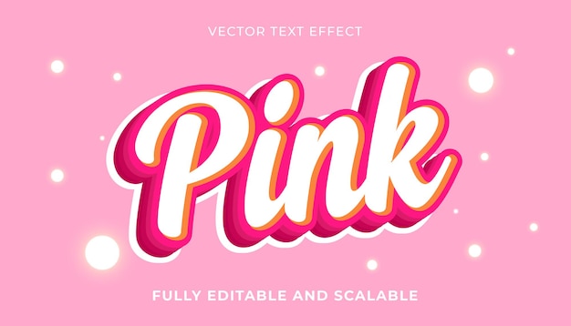 Editable text effect pink vector