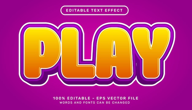 Editable text effect  play 3d style concept