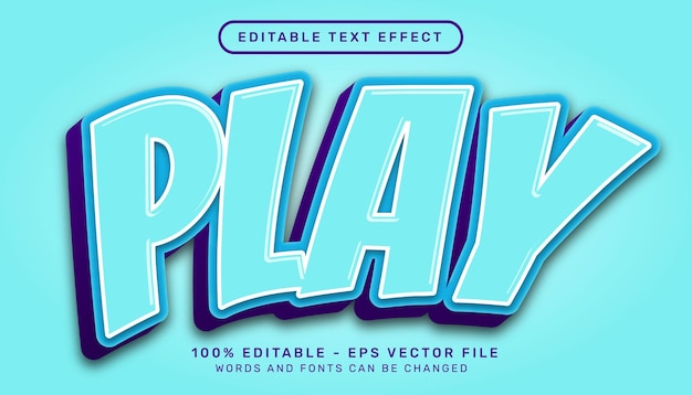 Editable text effect  play 3d style concept