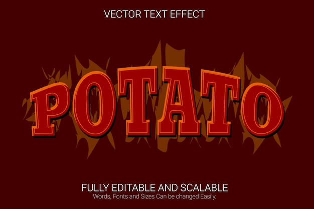 Editable text effect potato with red color text style