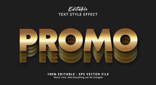 Editable text effect Promo text on golden layered style effect