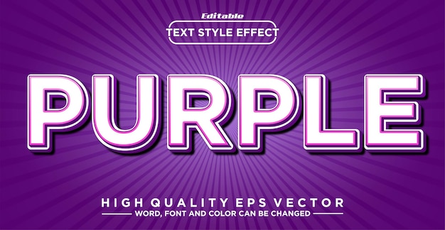 Editable text effect Purple text style concept