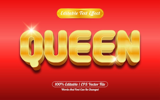 Editable text effect queen gold style