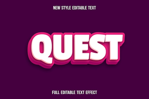 Editable text effect quest color cream and pink