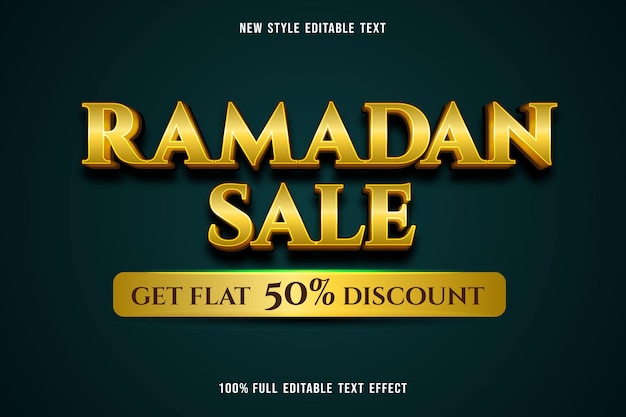 Editable text effect ramadan sale color yellow and green