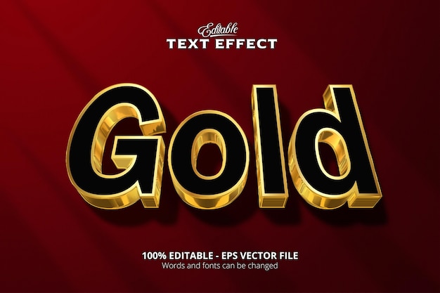 Editable text effect Red background Gold text