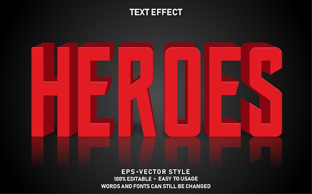 Editable Text Effect Red Heroes 