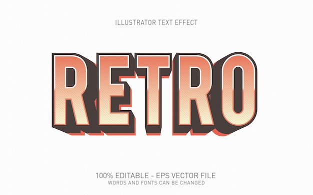 Editable text effect, retro style illustrations