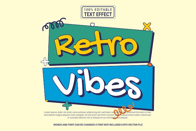 Vector editable text effect retro vibes 3d cartoon template style modern premium vector