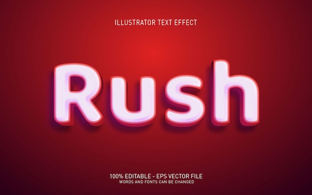 Editable text effect, Rush style illustrations