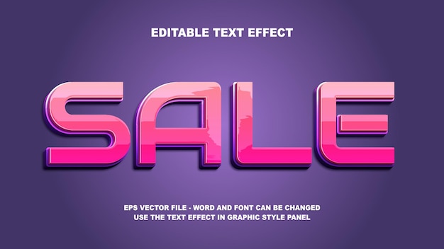 Editable Text Effect Sale 3D Vector Template