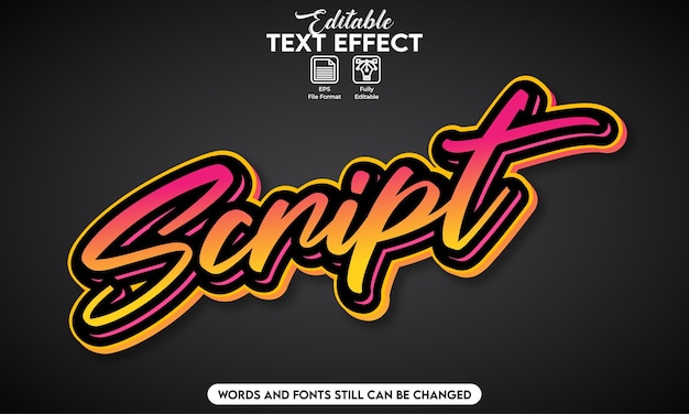 Editable text effect script style