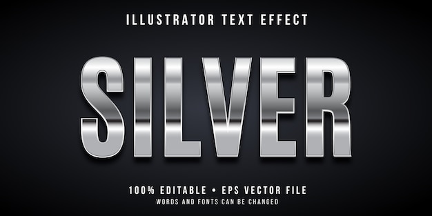 Editable text effect - silver style