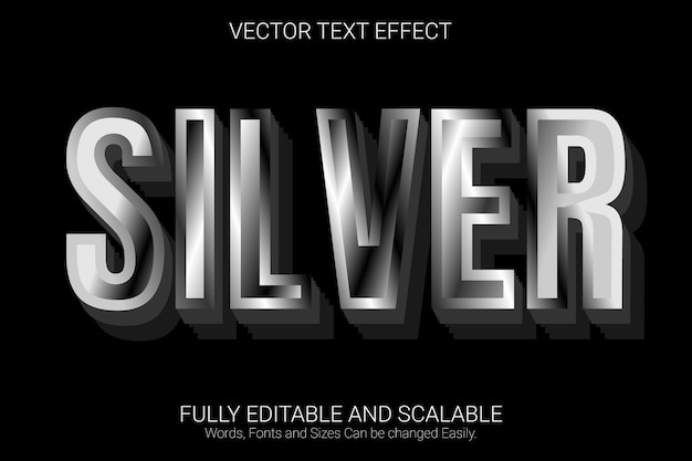 Editable text effect silver with silver color text style