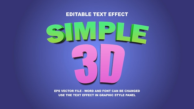 Editable Text Effect Simple 3D Vector Template