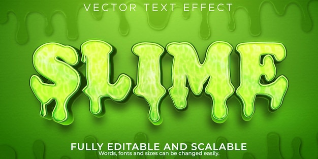 Vector editable text effect slime 3d stinky and trash font style