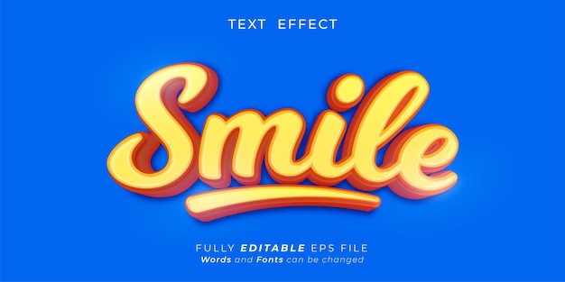 Editable text effect smile text 3d style concept