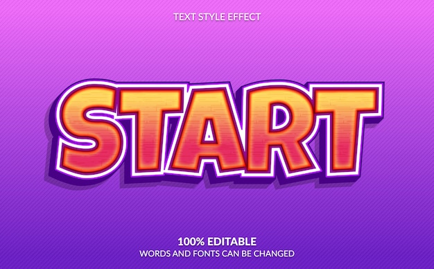 Editable Text Effect, Start, Video Game Text Style