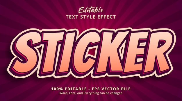 Editable text effect, Sticker text on headline poster style effect