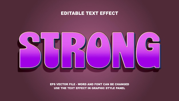 Editable Text Effect Strong 3D Vector Template