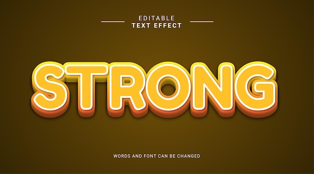 Editable text effect strong bold with yellow white line color