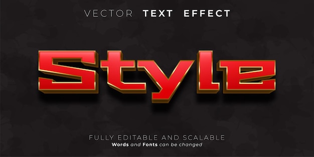 Editable text effect style 3d red gold style concept