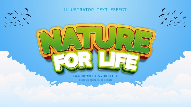 Editable text effect style Nature for life