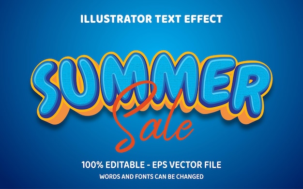 Editable text effect Summer sale 3d style illustrations