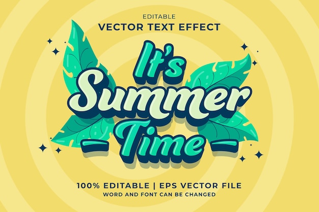 Editable text effect Summer Time 3d Cartoon template style premium vector