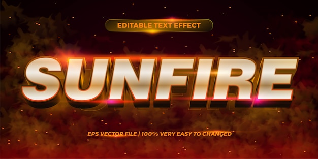 Editable text effect - Sun fire words text style  concept smoke background