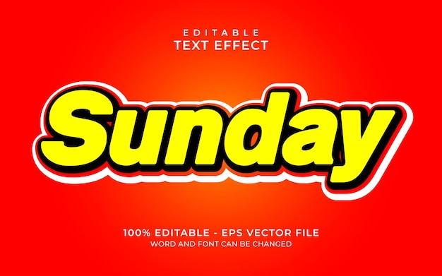 Editable text effect Sunday style