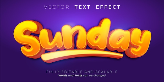 Editable text effect sunday text 3d style concept