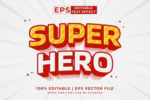 Editable text effect super hero 3d cartoon template style premium vector