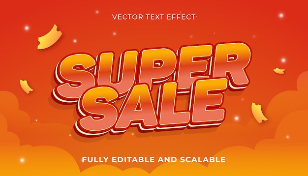 Editable text effect super sale gradient orange color