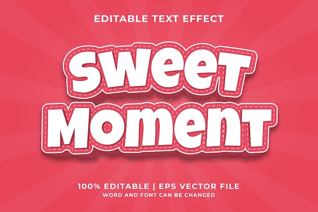 Editable text effect - Sweet Moment style template premium vector