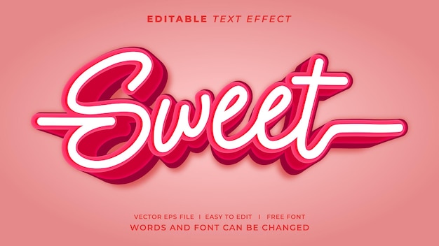 Editable text effect sweet pink 3d style