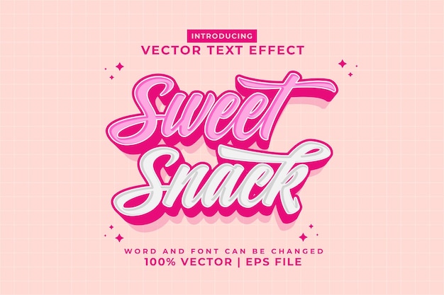 Editable text effect Sweet Snack 3d cartoon template style premium vector