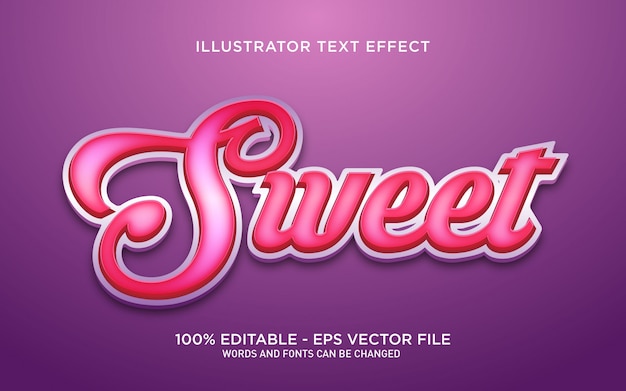 Editable text effect, Sweet style illustrations